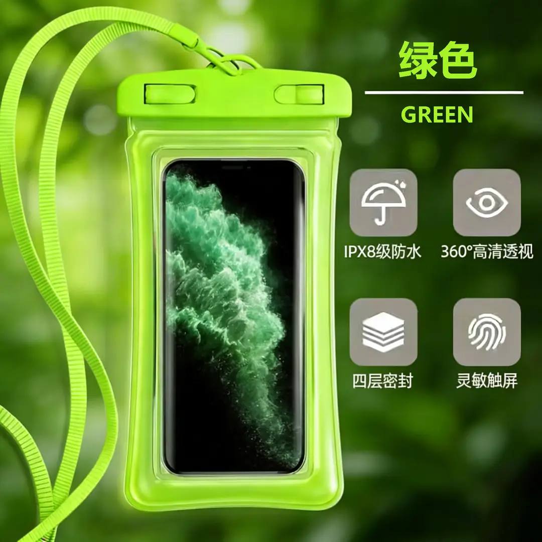 Mobile Phone Waterproof Bag Floating Touch Screen with Airbag Swimming Drifting Triple-fold Sealed Diving Jacket Take-out Rider Photo