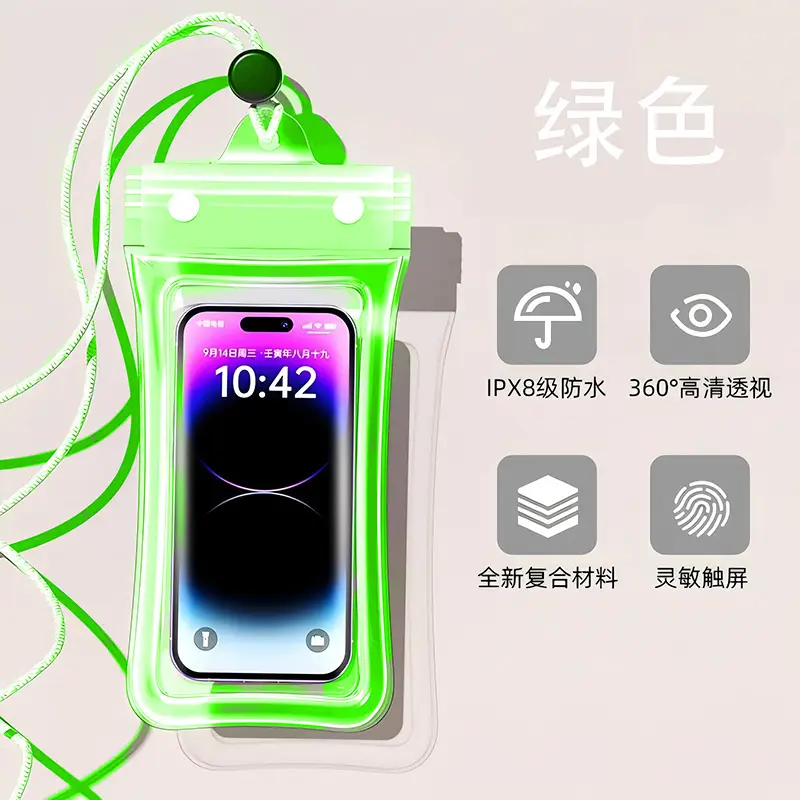 Mobile Phone Waterproof Bag Floating Touch Screen with Airbag Swimming Drifting Triple-fold Sealed Diving Jacket Take-out Rider Photo