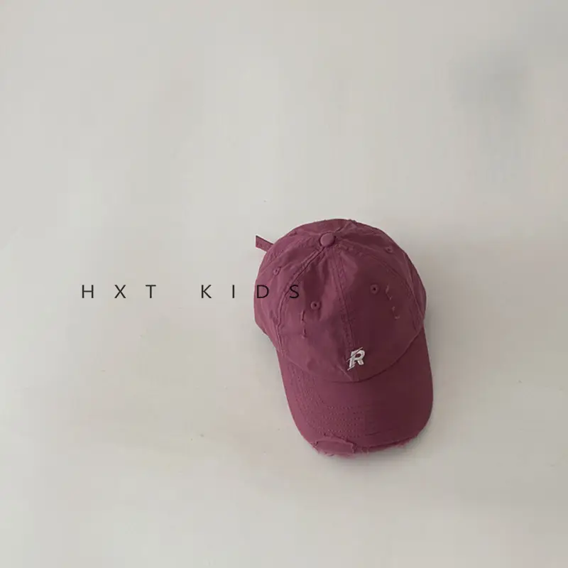 Kids R-Logo Cap Sunshade Hat Black White Brown - Image 5