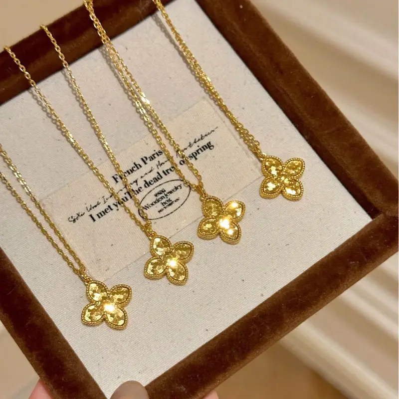 Gold Four-leaf Clover Necklace for Women