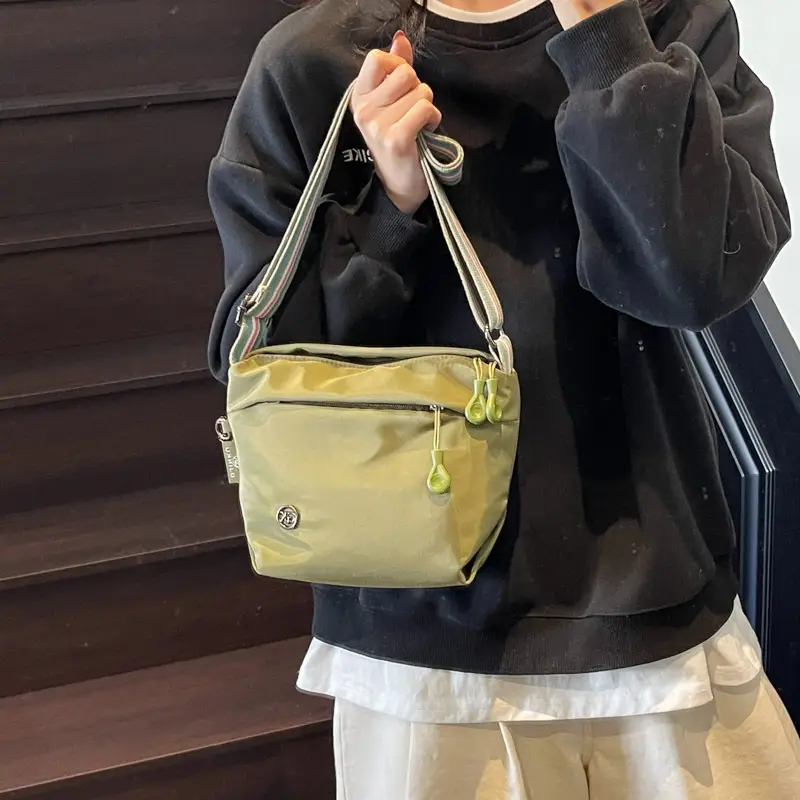 Women's Green Crossbody Bag with Rainbow Strap - Image 7
