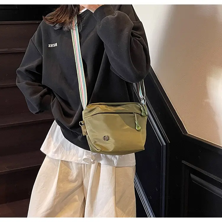 Women's Green Crossbody Bag with Rainbow Strap — feature 17