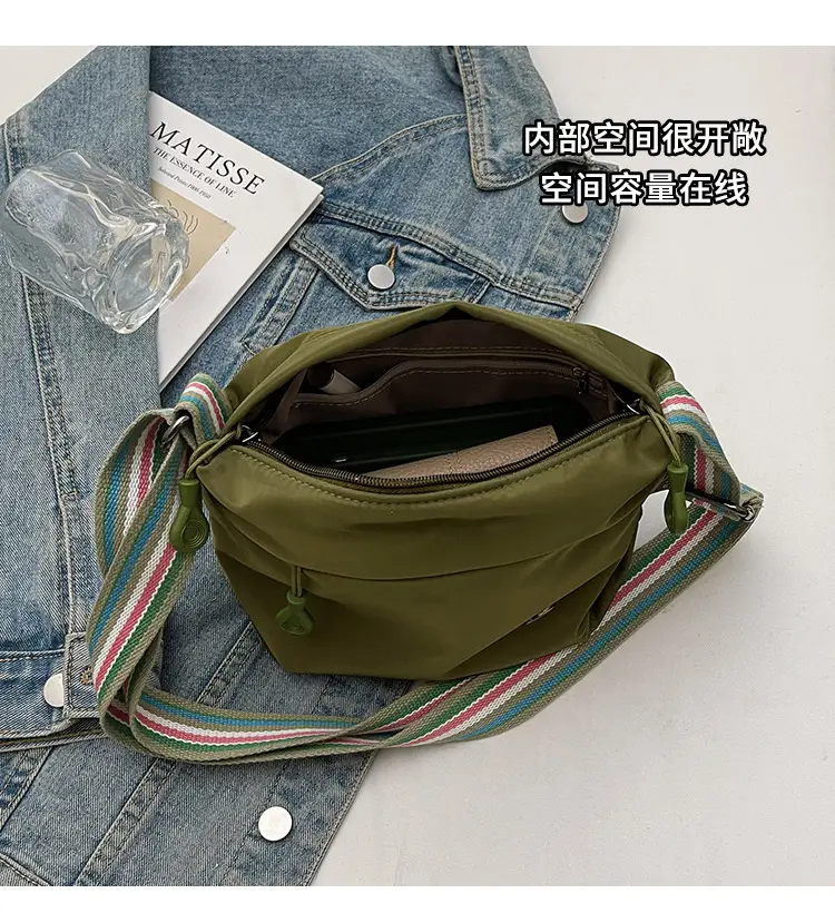 Women's Green Crossbody Bag with Rainbow Strap — feature 7