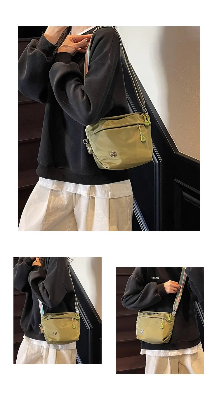 Women's Green Crossbody Bag with Rainbow Strap — feature 9