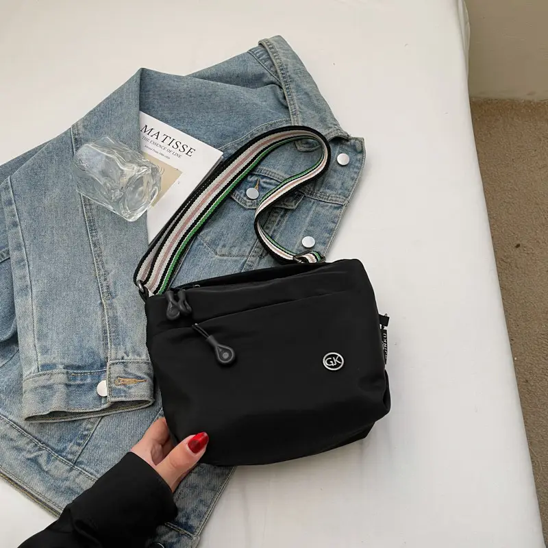 Women's Green Crossbody Bag with Rainbow Strap - Image 2