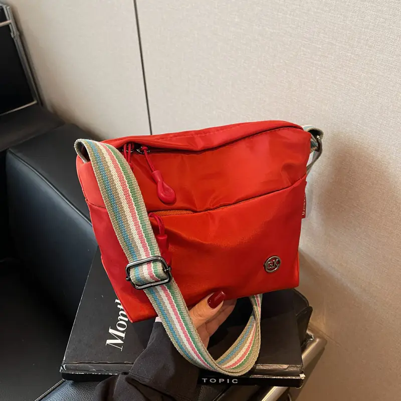 Women's Green Crossbody Bag with Rainbow Strap - Image 3