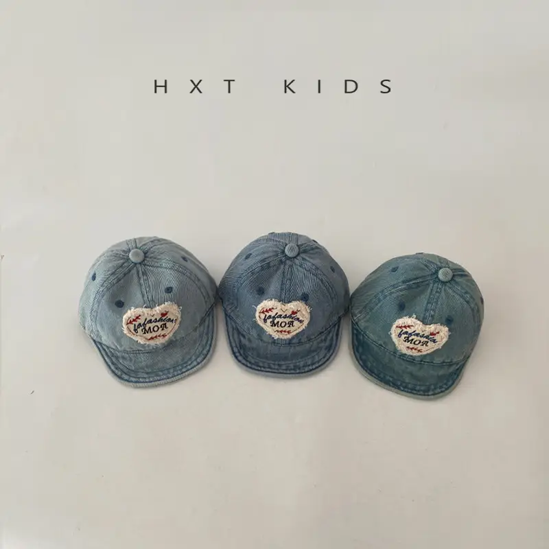 Baby Denim Cap Love Theme Spring Autumn Washed - Image 4