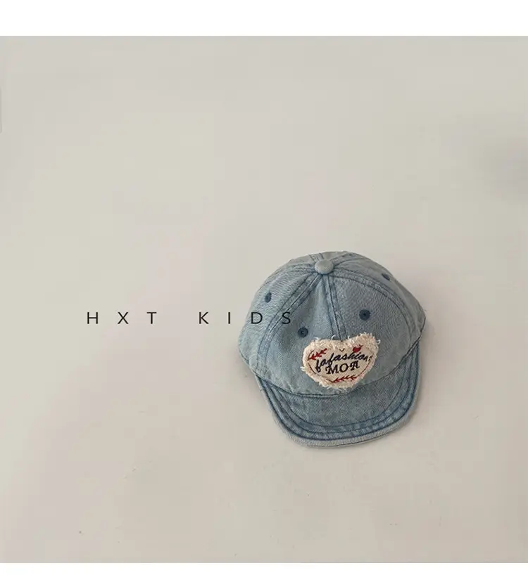 Baby Denim Cap Love Theme Spring Autumn Washed — feature 7