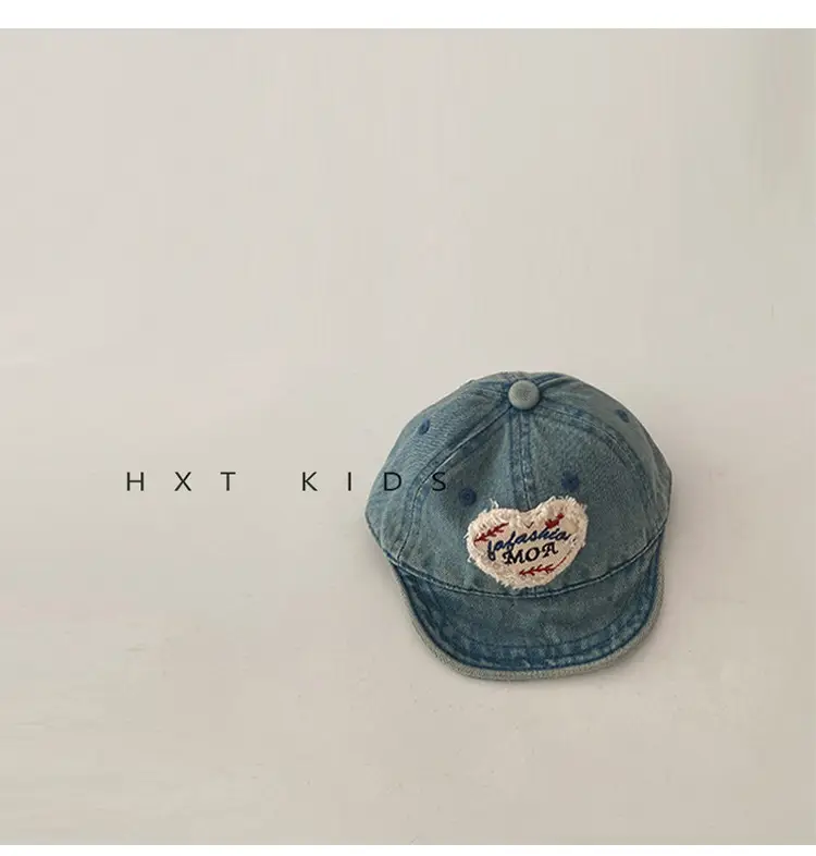 Baby Denim Cap Love Theme Spring Autumn Washed — feature 9