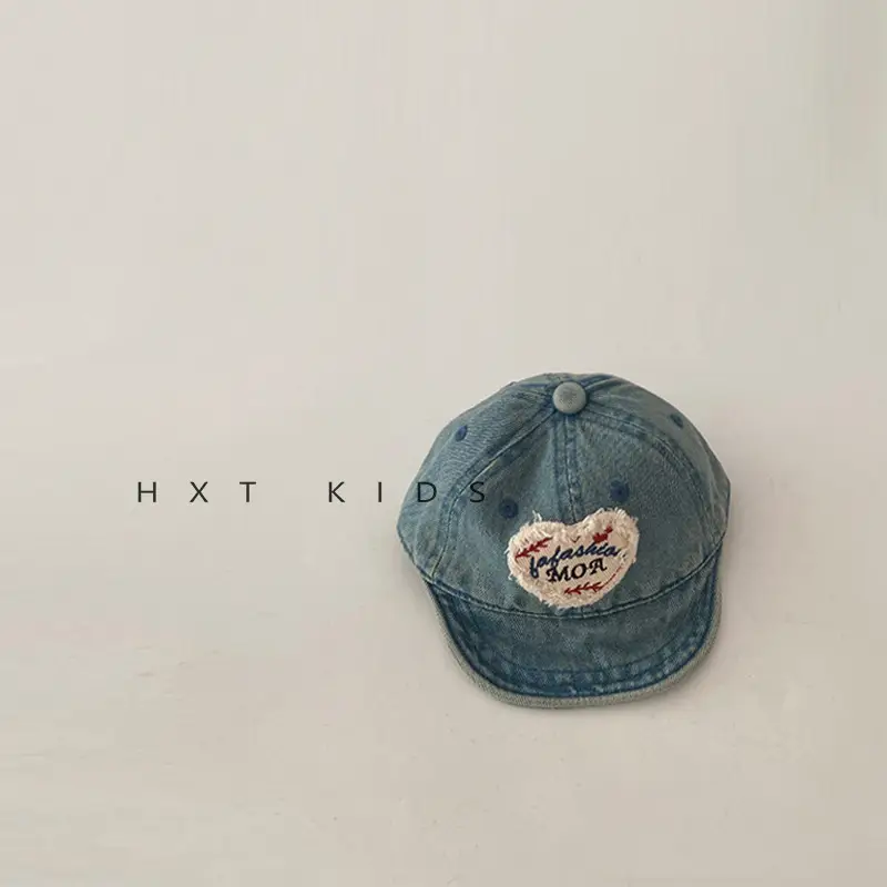 Baby Denim Cap Love Theme Spring Autumn Washed - Image 3