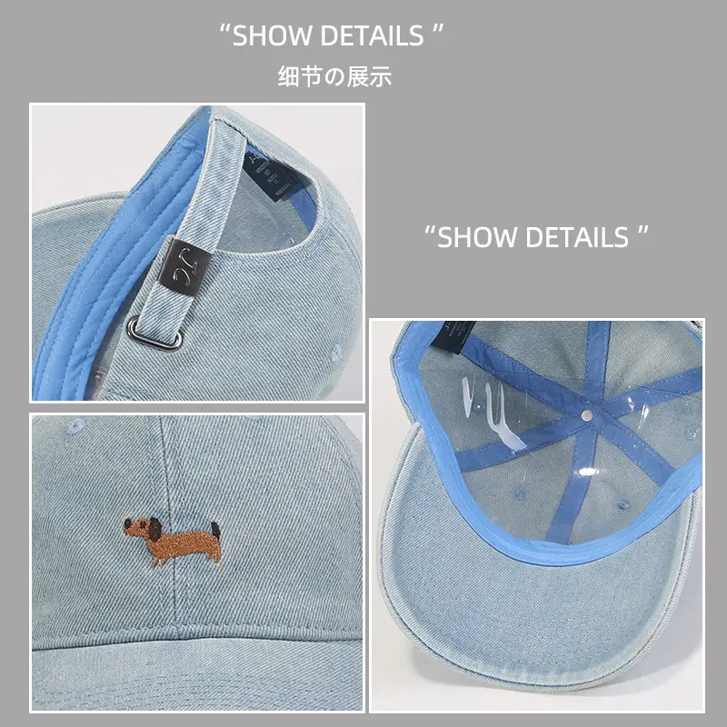 Blue Denim Dachshund Cap for Men Spring Summer - Image 6