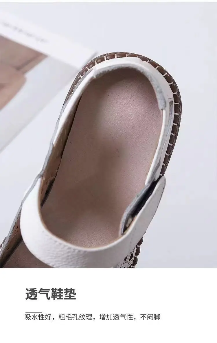 Summer Flat Mother Sandals Breathable Soft-soled Casual Middle-aged and Elderly Cave Shoes Hollow Non-slip Elderly Beach Shoes for Women — feature 4