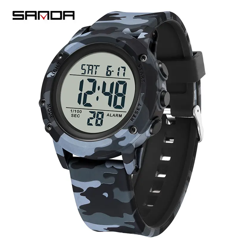 Sanda Camouflage Digital Watch for Men Women