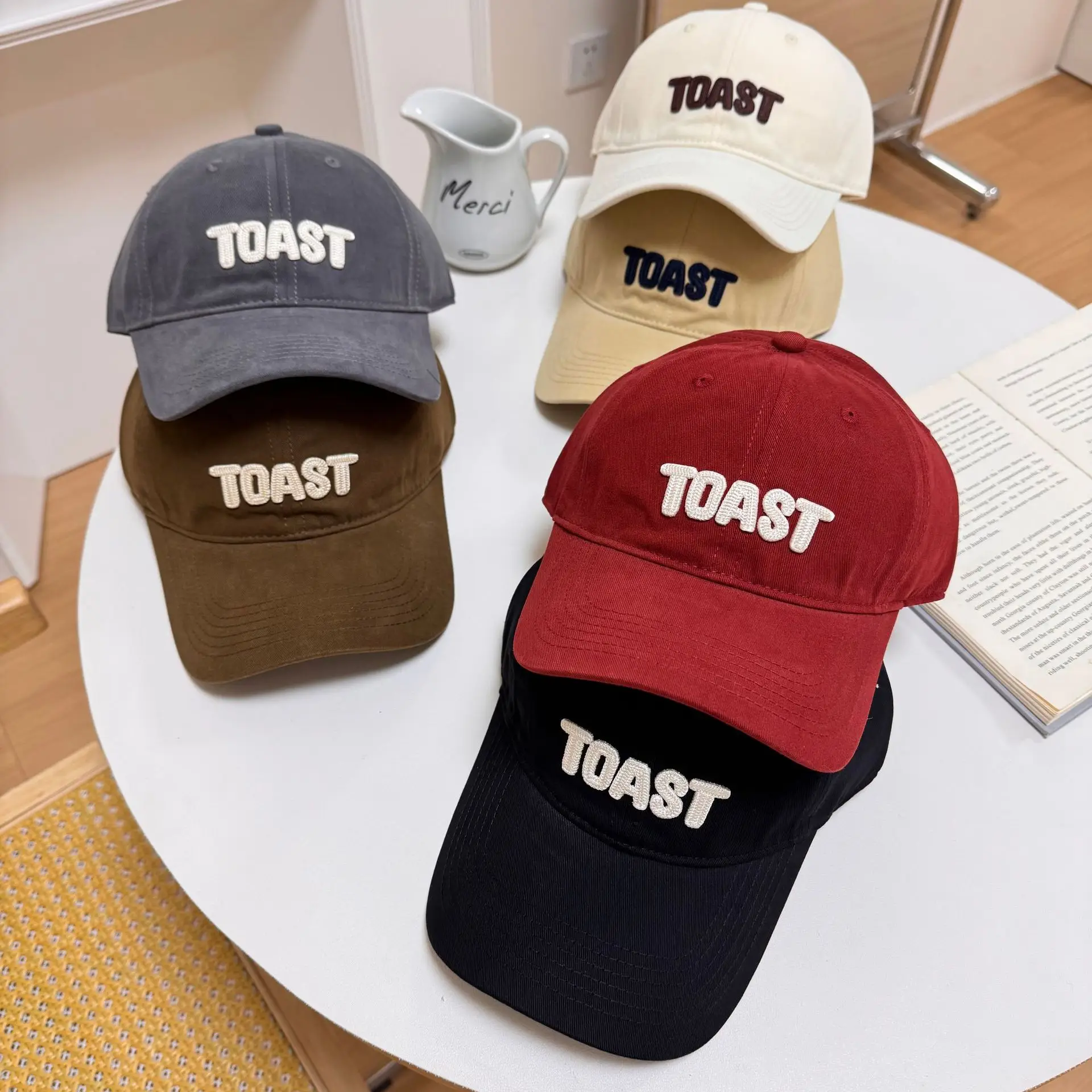 Men's Red Embroidered Baseball Cap TOAST Design - Image 8