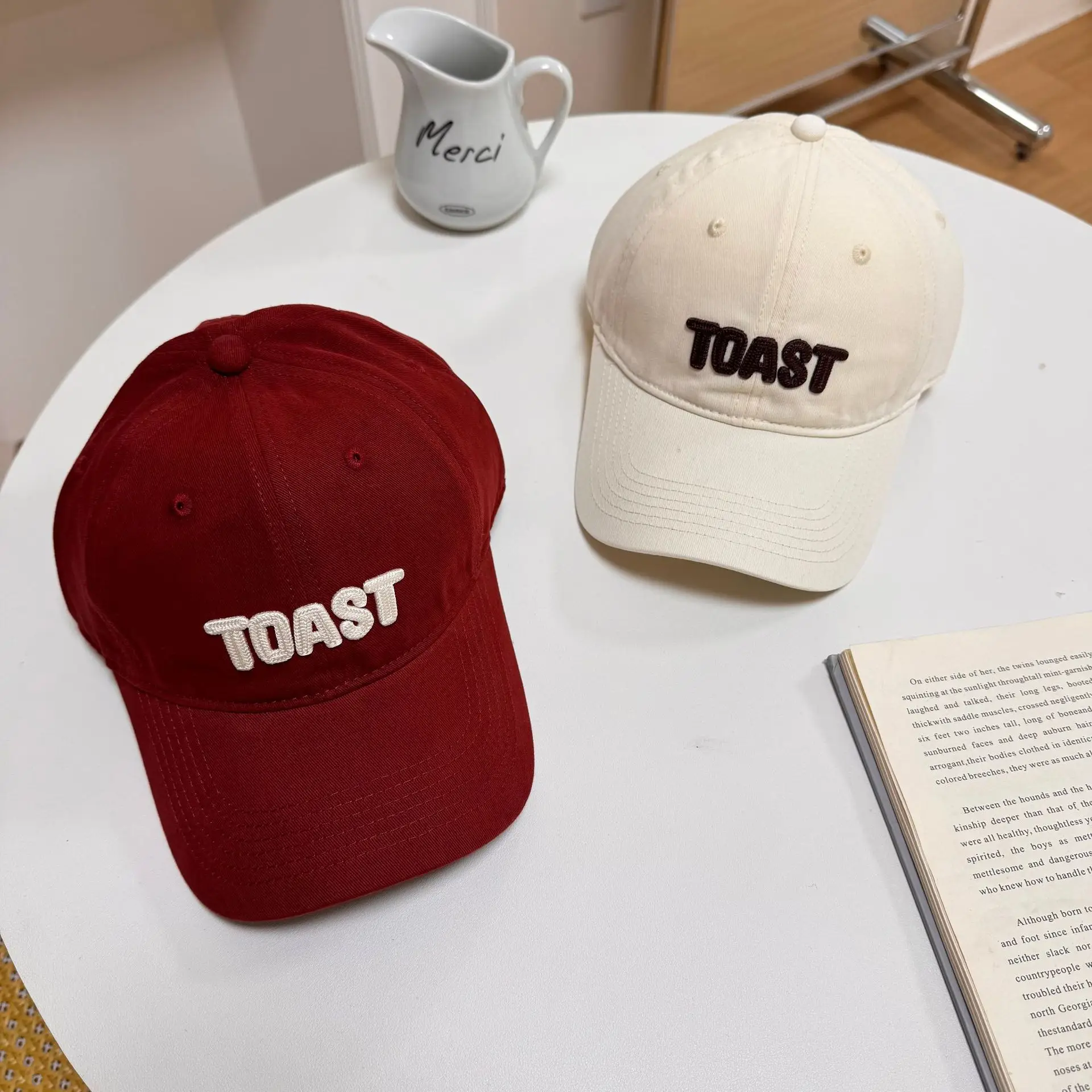 Men's Red Embroidered Baseball Cap TOAST Design - Image 9
