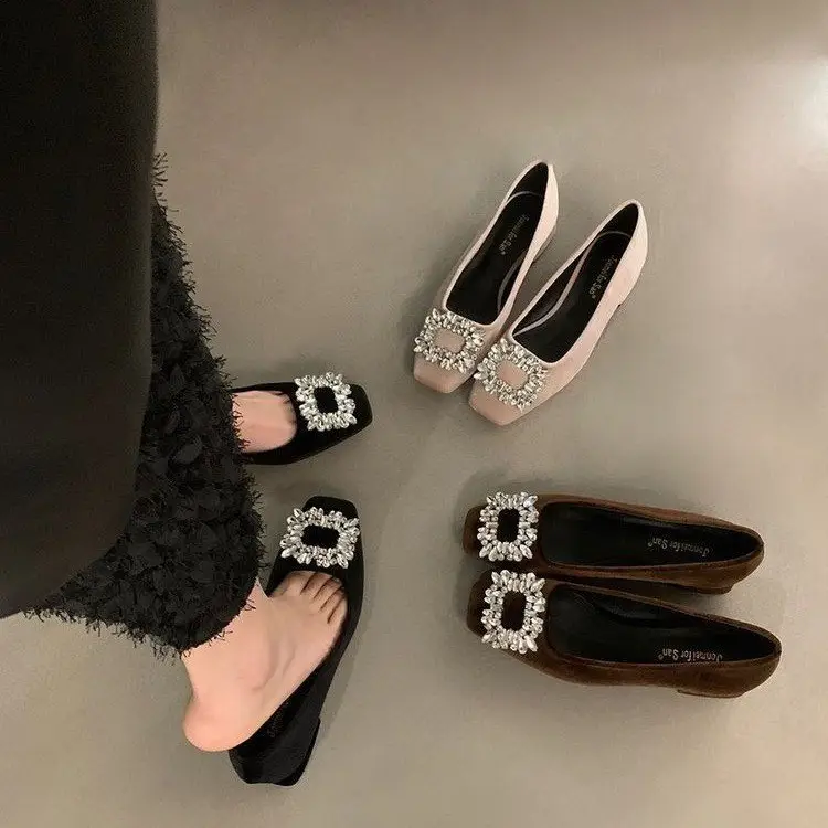French Fairy Style Women's Shoes Elegant Rhinestone Single Shoes Slip-on Dress High Heels Late Evening Shoes Spring New - Image 4