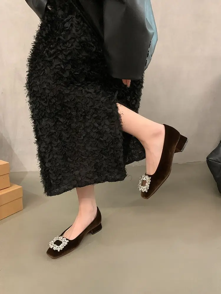 French Fairy Style Women's Shoes Elegant Rhinestone Single Shoes Slip-on Dress High Heels Late Evening Shoes Spring New — feature 13