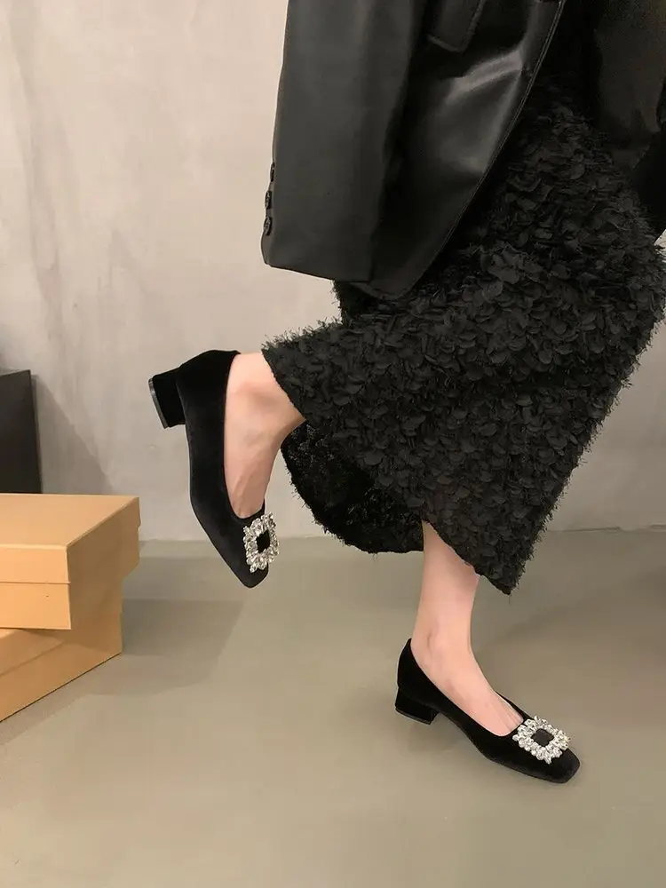 French Fairy Style Women's Shoes Elegant Rhinestone Single Shoes Slip-on Dress High Heels Late Evening Shoes Spring New — feature 6