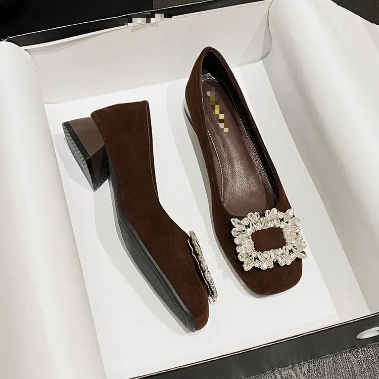 French Fairy Style Women's Shoes Elegant Rhinestone Single Shoes Slip-on Dress High Heels Late Evening Shoes Spring New - Image 2