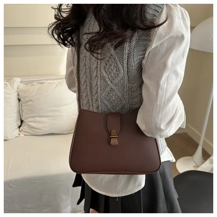 Women's Vintage Underarm Bag Brown Square Commuting Shoulder Crossbody — feature 14