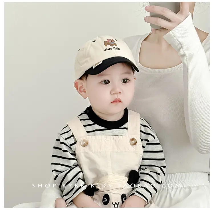 Baby Cap Beige Black Sunshade Cartoon Design — feature 3