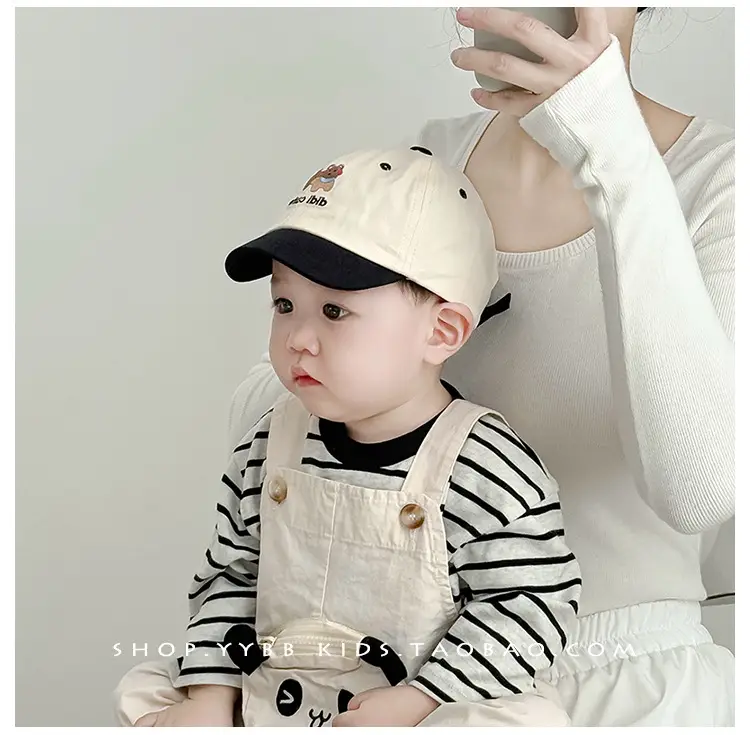 Baby Cap Beige Black Sunshade Cartoon Design — feature 5