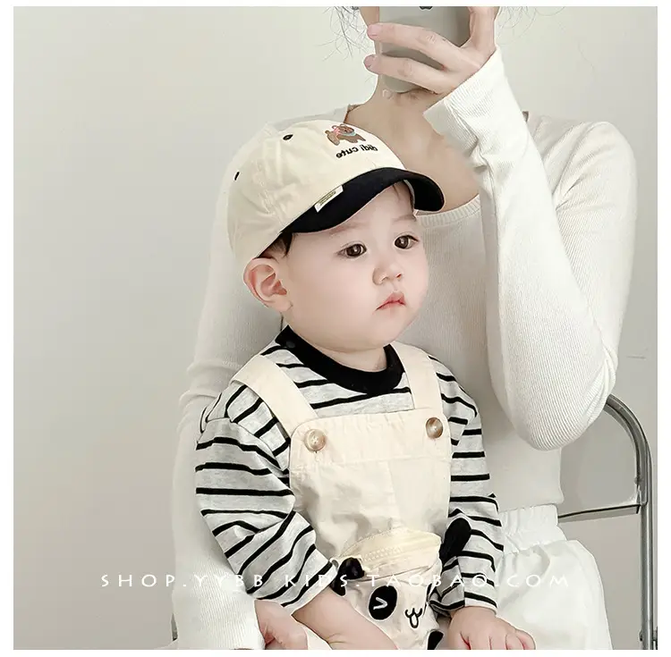 Baby Cap Beige Black Sunshade Cartoon Design — feature 6