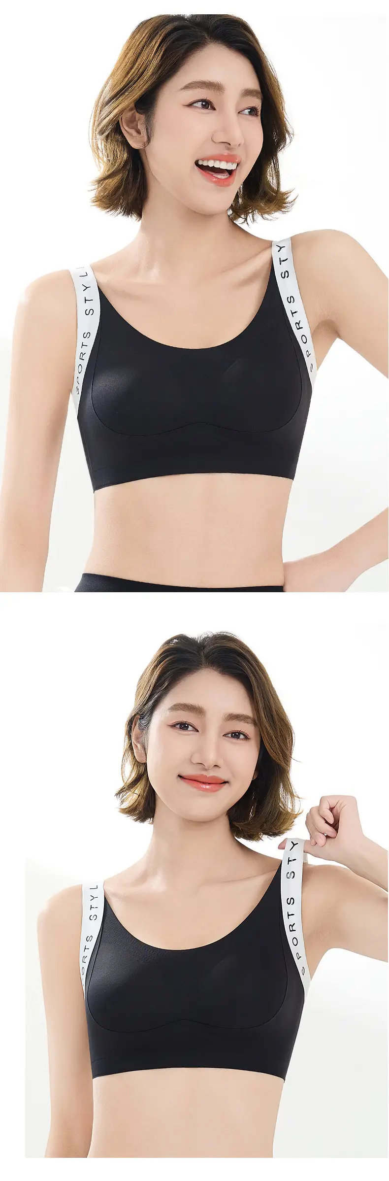 Light White Letter Print Sports Bra for Women — feature 22