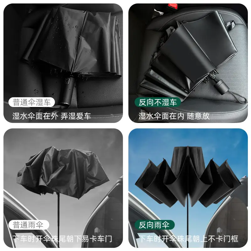 Super Large 3-4 Person Rainproof Umbrella Black Rubber