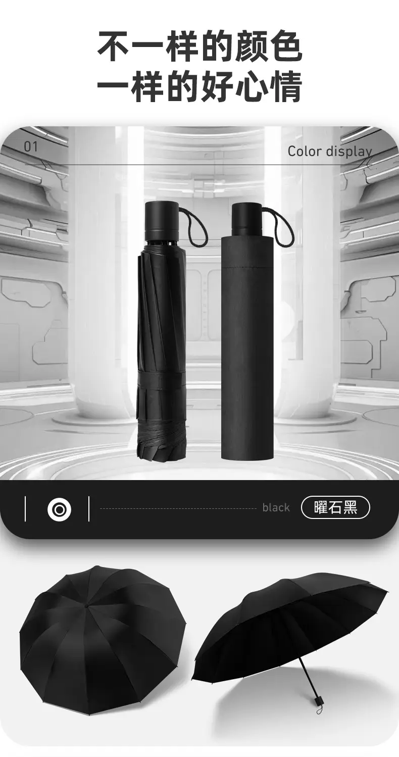 Super Large 3-4 Person Rainproof Umbrella Black Rubber — feature 10