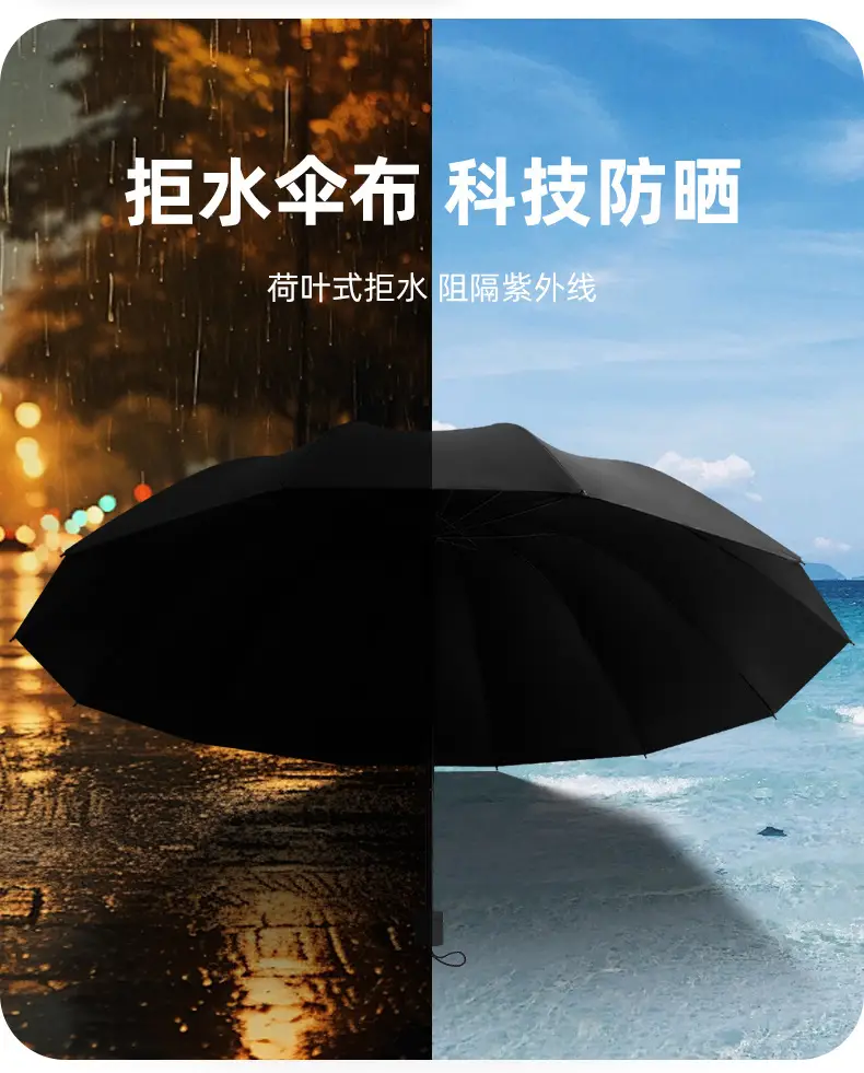 Super Large 3-4 Person Rainproof Umbrella Black Rubber — feature 8