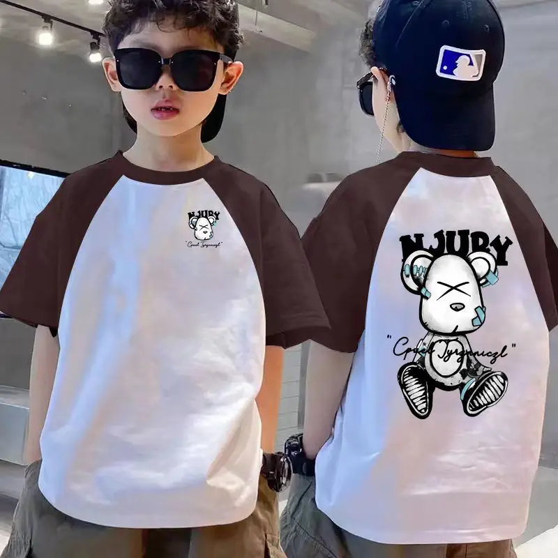 Boys Raglan Sleeve T-Shirt White Black Dragon Print - Image 2