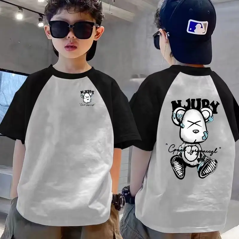 Boys Raglan Sleeve T-Shirt White Black Dragon Print - Image 3