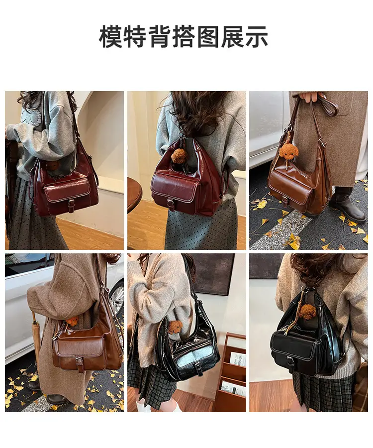 Women's Red Leather Shoulder Bag with Crossbody Strap — feature 10