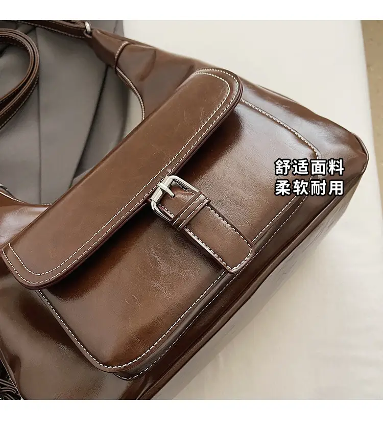 Women's Red Leather Shoulder Bag with Crossbody Strap — feature 4