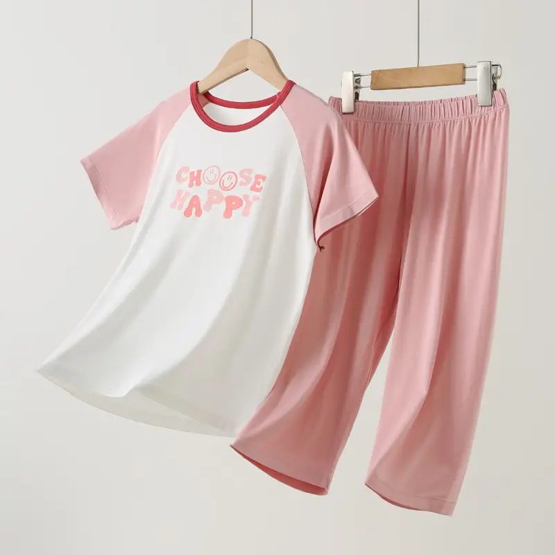 Pink Ice Silk Sleeveless T-Shirt & Shorts Set for Girls & Boys