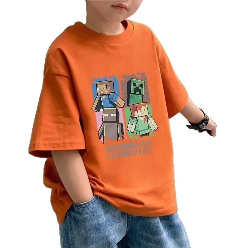Boys' Minecraft Printed Cotton T-Shirt Medium Large 2025 - Image 4