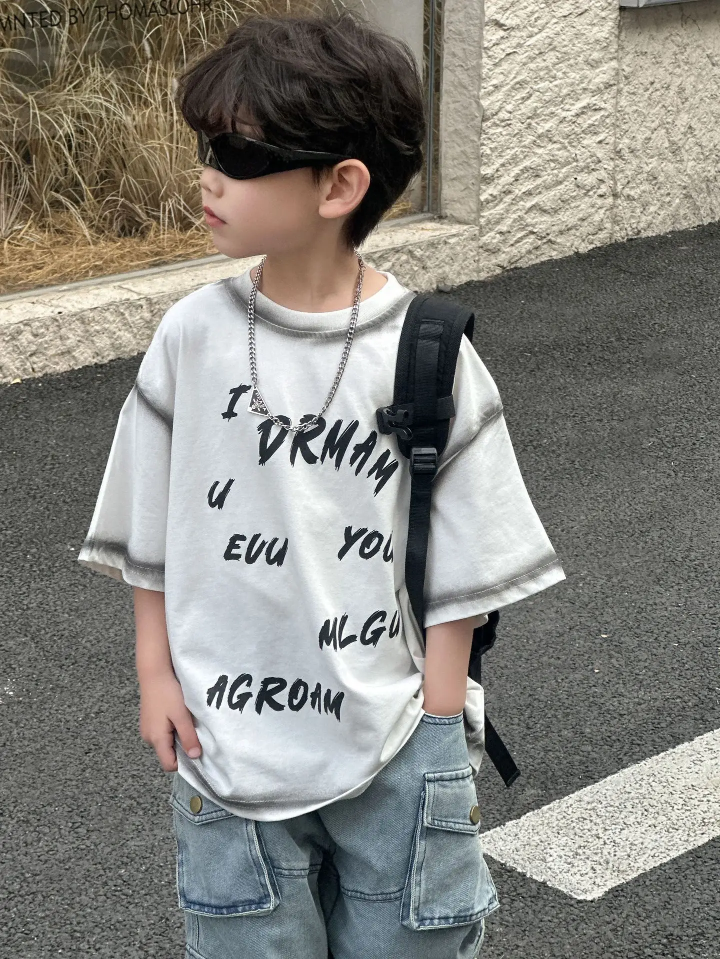Boys T-Shirt 2025 Summer Korean Style Round Neck Pullovers
