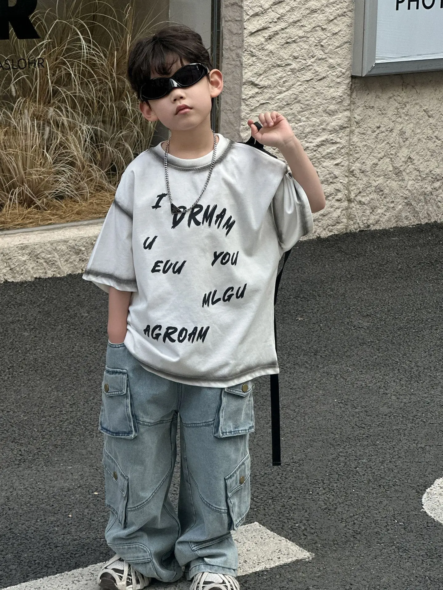 Boys T-Shirt 2025 Summer Korean Style Round Neck Pullovers — feature 11