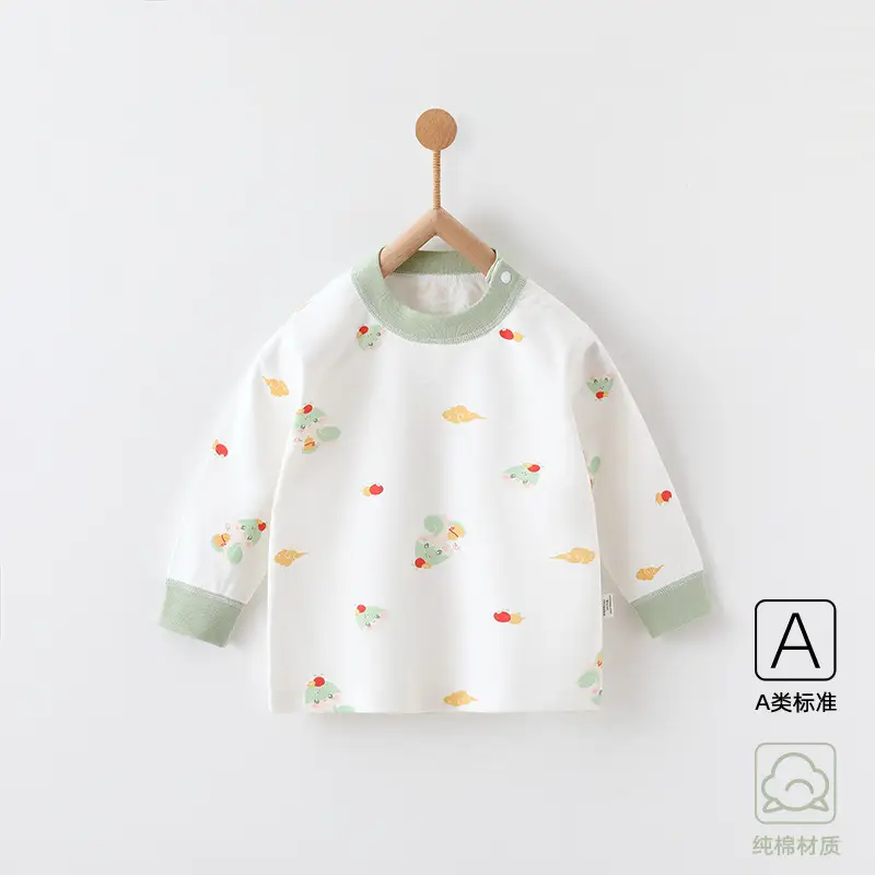 Baby Cotton Long Sleeve T-Shirt White Green Newborn - Image 5