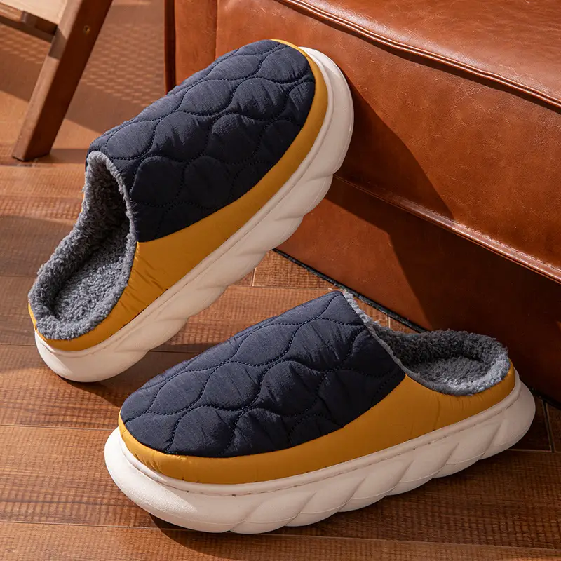 Cotton Slippers Men's Winter 2025 New Indoor Home Waterproof Non-slip Thick Bottom plus size Down Cotton Slippers Men's Outer Wear