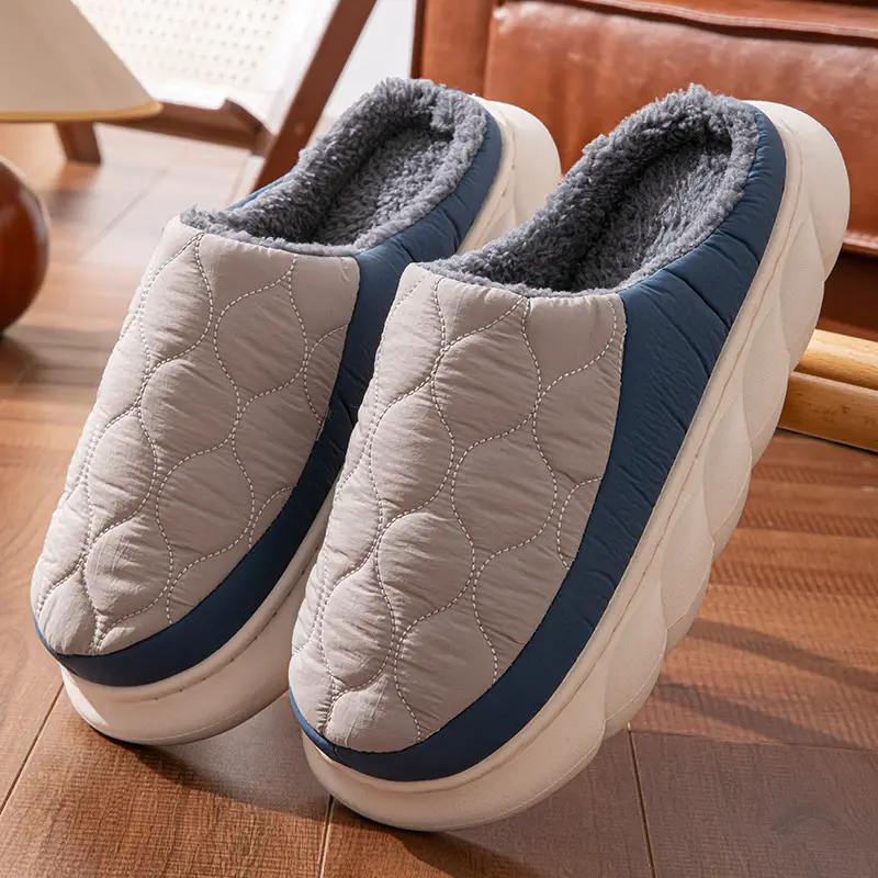 Cotton Slippers Men's Winter 2025 New Indoor Home Waterproof Non-slip Thick Bottom plus size Down Cotton Slippers Men's Outer Wear