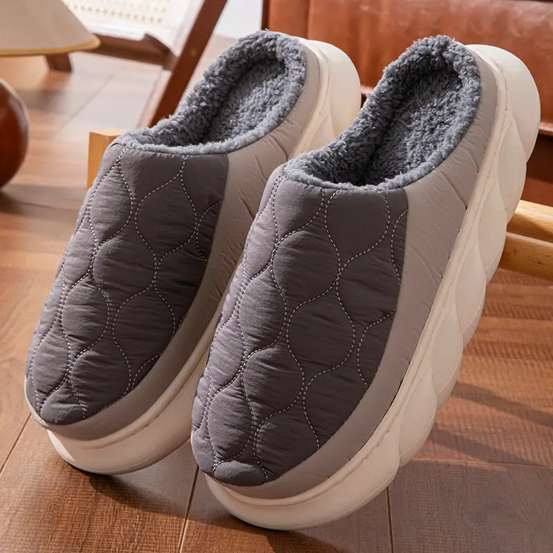 Cotton Slippers Men's Winter 2025 New Indoor Home Waterproof Non-slip Thick Bottom plus size Down Cotton Slippers Men's Outer Wear