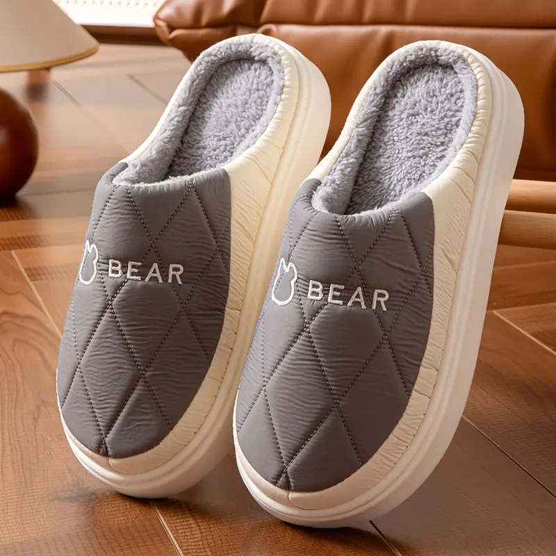 Cotton Slippers Men's Winter 2025 New Indoor Home Waterproof Non-slip Thick Bottom plus size Down Cotton Slippers Men's Outer Wear