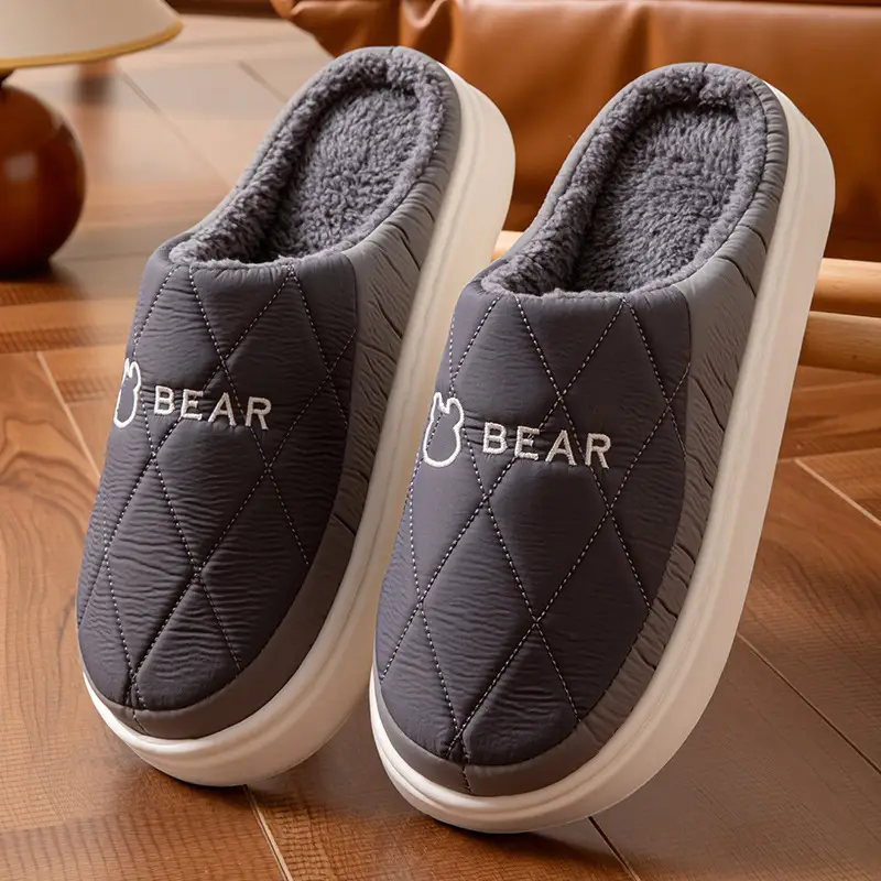 Cotton Slippers Men's Winter 2025 New Indoor Home Waterproof Non-slip Thick Bottom plus size Down Cotton Slippers Men's Outer Wear
