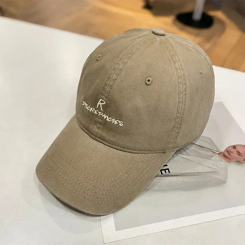 Women's Letter Embroidered Baseball Cap Tan UV-Proof — feature 5