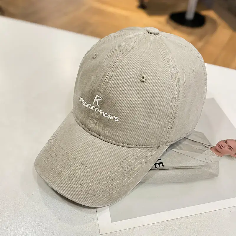 Women's Letter Embroidered Baseball Cap Tan UV-Proof — feature 9
