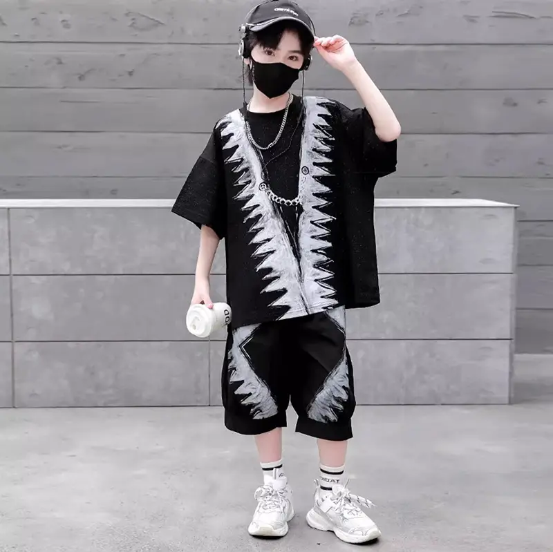 Boys Black Printed 2026 Summer Shorts T-Shirt Set - Image 4