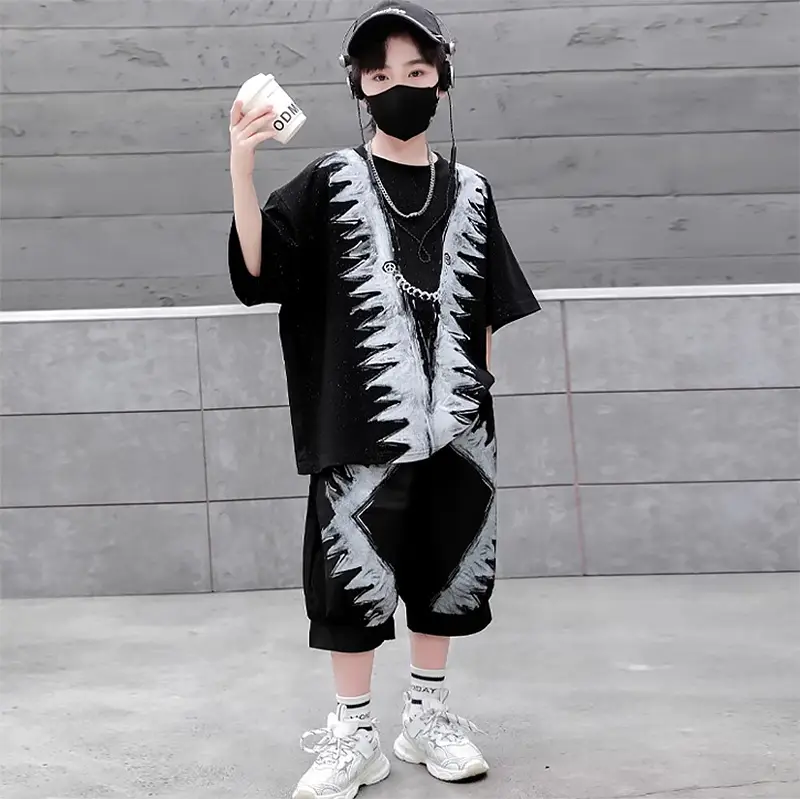 Boys Black Printed 2026 Summer Shorts T-Shirt Set - Image 5