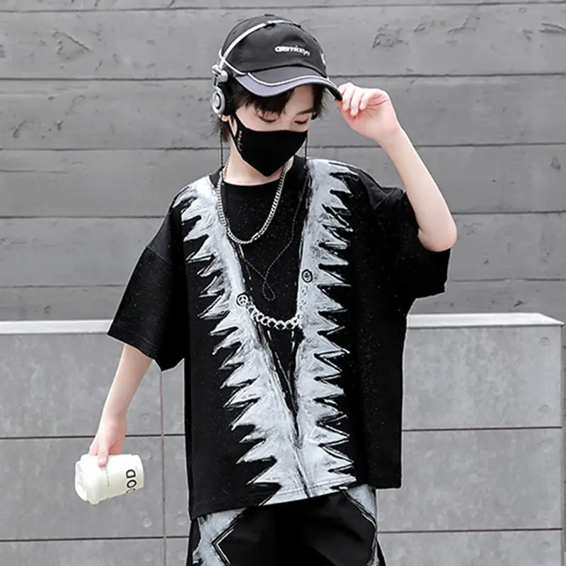 Boys Black Printed 2026 Summer Shorts T-Shirt Set - Image 6